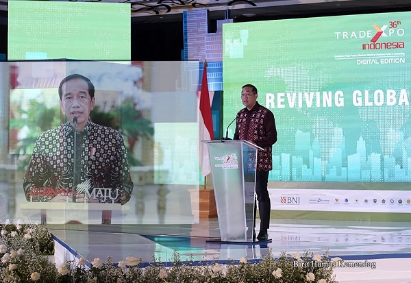 Mendag Muhammad Lutfi saat seremonial Trade Expo Indonesia - Digital Edition 2021